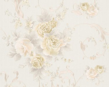 Vliesová tapeta květy krémová, šedá, růžová 30647-1 / Tapety na zeď 306471 Romantico (0,53 x 10,05 m) A.S.Création