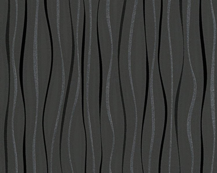 Vinylová tapeta vlnky černá, metalická 95879-2 / Tapety na zeď 958792 San Francisco AS (0,53 x 10,05 m) A.S.Création