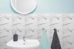Samolepicí vinylový obklad na stěnu - samolepicí PVC čtverce na zeď šedý mamor- Premium Marble