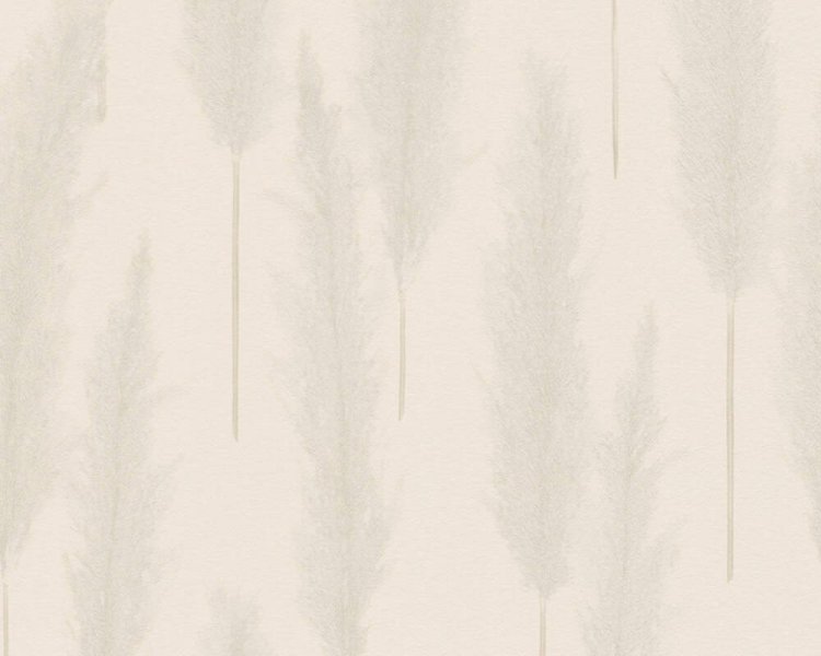 Vliesová tapeta přírodní vzor, pampová tráva, Pampas Grass, béžová, šedá, bílá 386311 / Tapety na zeď 38631-1 Hygge 2 (0,53 x 10,05 m) A.S.Création
