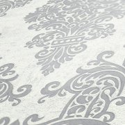 Vliesová zámecká tapeta, barokní styl, strukturální pěnový povrch - šedo-stříbrná metalická tapeta na zeď 39765-5 z kolekce Pure Elegance.