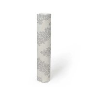 Vliesová zámecká tapeta, barokní styl, strukturální pěnový povrch - šedo-stříbrná metalická tapeta na zeď 39765-5 z kolekce Pure Elegance.