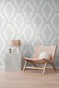Vliesová zámecká tapeta, barokní styl, strukturální pěnový povrch - šedo-stříbrná metalická tapeta na zeď 39765-5 z kolekce Pure Elegance.