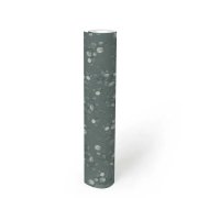 Vliesová květinová tapeta s třpytivými akcenty, strukturální pěnový povrch - zeleno-stříbrná metalická tapeta na zeď 39768-3 z kolekce Pure Elegance.