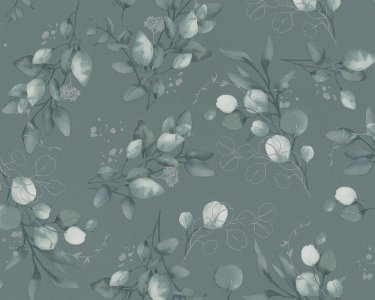 Vliesová tapeta s květinovým vzorem a třpytivými akcenty – zelená, stříbrná 397683 / Tapety na zeď 39768-3 Pure Elegance (0,53 x 10,05 m) A.S.Création