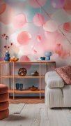 Tapetový designový panel - vliesová fototapeta s motivem abstraktních listů v jemných pastelových odstínech (modrá, růžová, fialová) z kolekce Cosmo Living
