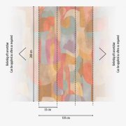 Tapetový designový panel - vliesová fototapeta s abstraktním grafickým motivem - barevné plochy v teplých a studených odstínech – barvy oranžová, hnědá, červená, vícebarevná -  z kolekce Cosmo Living od A.S. Création