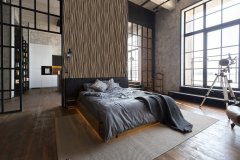 Vliesová tapeta hnědá - pruhy, vlnky, dřevo MA981668 / Tapety na zeď Mona (0,53 x 10,05 m) Marburg