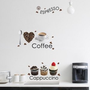 Samolepicí dekorace káva 58106 / Samolepky na zeď Espresso Crearreda (100 x 35 cm)