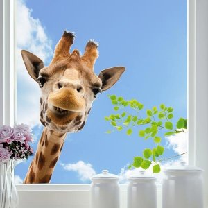 Samolepicí elektrostatická dekorace na sklo Žirafa 68202 / samolepky na okna Giraffe (47 x 67 cm) Crearreda