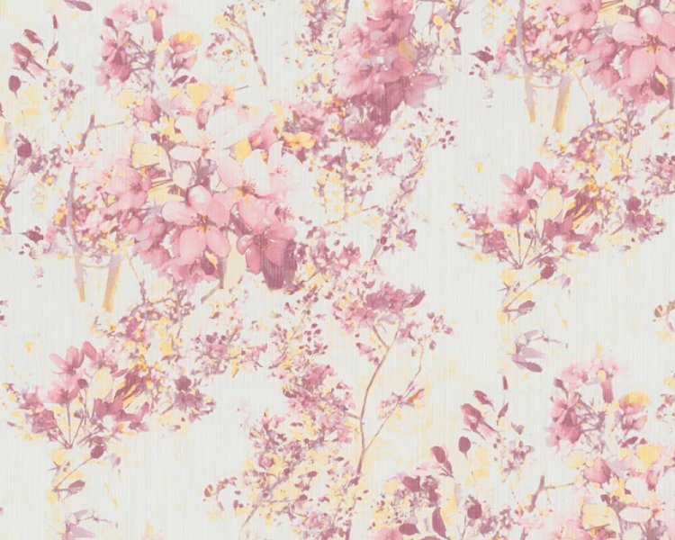 Vliesová tapeta Květinový vzor - růžová, žlutá, bílá, 378161 / Tapety na zeď 37816-1 Attractive (0,53 x 10,05 m) A.S.Création