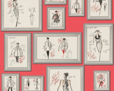 Vliesová tapeta skici modních návrhů, obrázky, červená, šedá 378462 / Tapety na zeď 37846-2 Karl Lagerfeld (0,53 x 10,05 m) A.S.Création