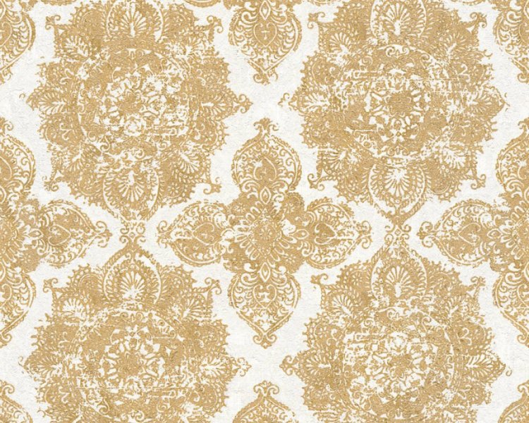 Vliesová tapeta barokní vzor, zlatá, bílá, metalická 370902 / Tapety na zeď 37090-2 Trendwall (0,53 x 10,05 m) A.S.Création