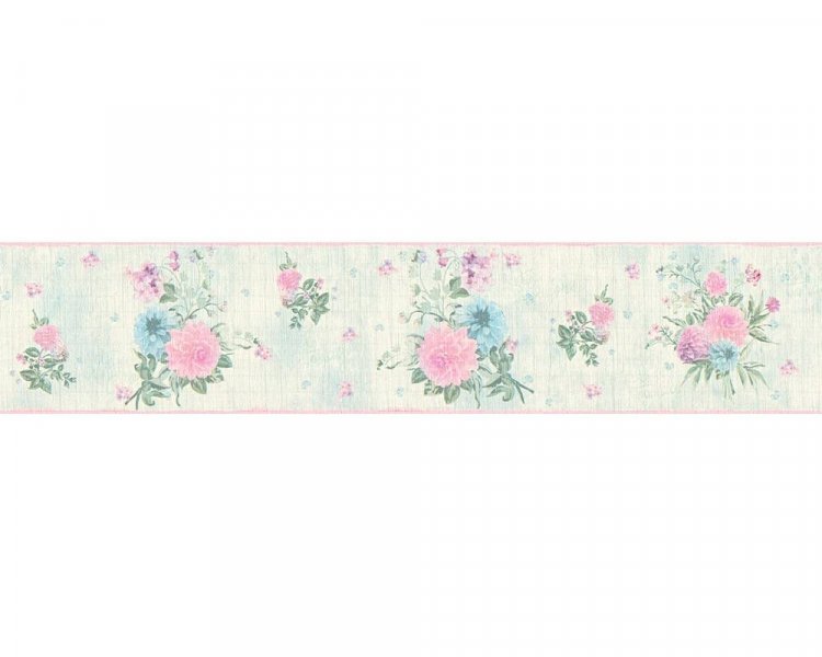 Vliesová bordura tapeta 35876-3 zelená s květy / Bordury tapety na zeď 358763 Djooz 2 (0,13 x 5 m) A.S.Création