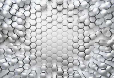 3D fototapeta Titanium hexagonal 8-206 lesklé kovové plástve / 3D Obrazové tapety a fototapety na zeď Komar (368 x 254 cm)