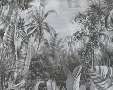 Vliesová tapeta šedá, černá, džungle, palmy 383564 / Tapety na zeď 38356-4 My Home My Spa (0,53 x 10,05 m) A.S.Création