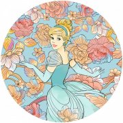 Dětská kulatá fototapeta Popelka a pastelové sny - kruhová samolepicí vliesová fototapeta DD1-003 - Cinderella Pastel Dreams z kolekce Komar Dots