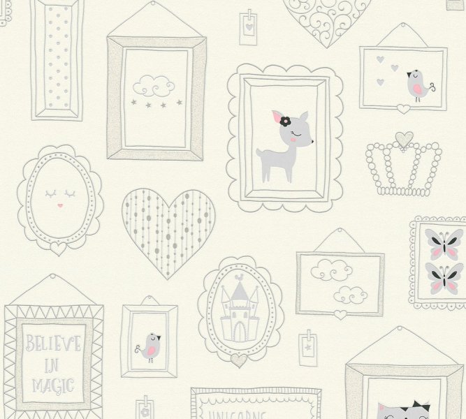 Dětská vliesová tapeta 36991-1 šedá, obrázky, rámečky / Vliesové tapety pro děti 369911 Boys and Girls 6 (0,53 x 10,05 m) A.S.Création