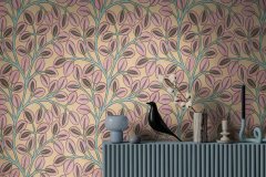 Vliesová tapeta růžové a hnědé listy 791504 / Tapety na zeď 79150-4 Nordic Feeling (0,53 x 10,05 m) A.S.Création