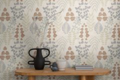 Vliesová tapeta modré a hnědé listy 791493 / Tapety na zeď 79149-3 Nordic Feeling (0,53 x 10,05 m) A.S.Création