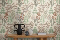 Vliesová tapeta zelené a hnědé listy 791492 / Tapety na zeď 79149-2 Nordic Feeling (0,53 x 10,05 m) A.S.Création