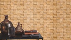 Vliesová tapeta 3D efekt zlatá, industriální styl 497144 / Vliesové tapety na zeď Factory VI (0,53 x 10,05 m) Rasch