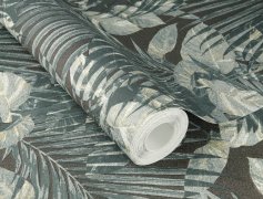 Vliesová tapeta listy - černá, modrá 600179 / Tapety na zeď Schöner Wohnen CL (0,53 x 10,05 m) Rasch