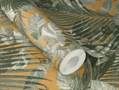 Vliesová tapeta listy - okrová, zelená 600162 / Tapety na zeď Schöner Wohnen CL (0,53 x 10,05 m) Rasch