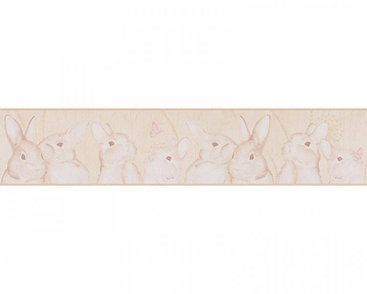Dětská papírová tapeta, bordura na zeď béžová, krémová s králíčky  30330-5 / Papírové tapety, bordury pro děti 303305 Lovely Friends AS (0,13 x 5 m) A.S.Création