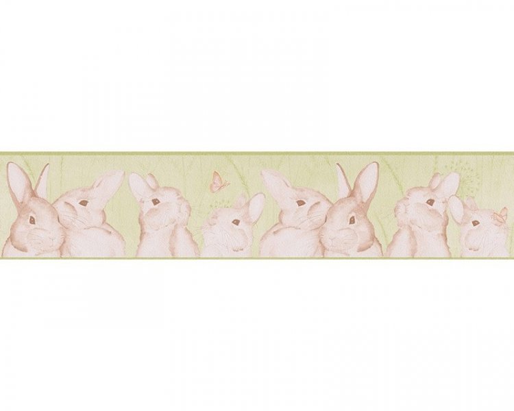 Dětská papírová tapeta, bordura na zeď zelená, hnědá králíčci 30330-4 / Papírové tapety, bordury pro děti 303304 Lovely Friends AS (0,13 x 5 m) A.S.Création