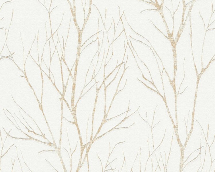 Vliesová tapeta 372603 větve, béžovo-krémová, zlatá / Vliesové tapety na zeď  37260-3 Blooming (0,53 x 10,05 m) A.S.Création