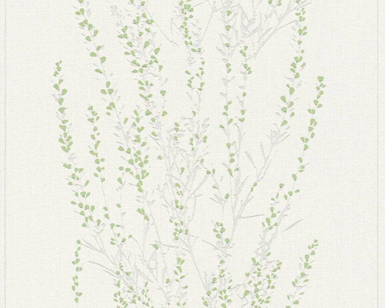 Vliesová tapeta 372672 větve, zelená, stříbrná / Vliesové tapety na zeď  37267-2 Blooming (0,53 x 10,05 m) A.S.Création