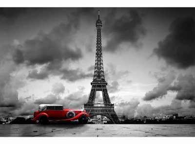 Vliesová fototapeta Retro auto v Paříží 375 x 250 cm + lepidlo zdarma / MS-5-0027 vliesové fototapety na zeď DIMEX