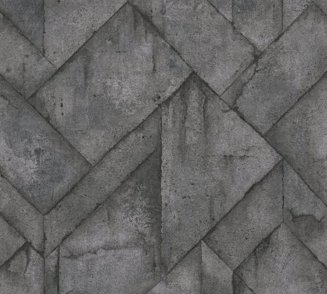 Moderní vliesová tapeta grafický vzor, barva šedá, černá 377412 / Tapety na zeď 37741-2 Industrial (0,53 x 10,05 m) A.S.Création