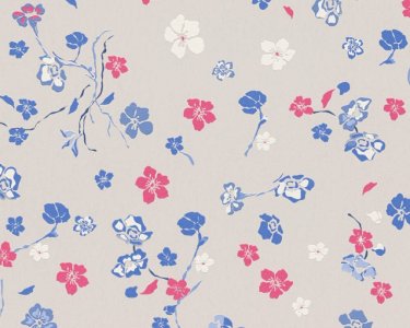 Vliesová tapeta květy, šedá, modrá, růžová 389073 / Tapety na zeď 38907-3 House of Turnowsky (0,53 x 10,05 m) A.S.Création
