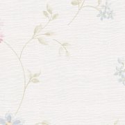 Vliesová tapeta s úponky rostlin - modrá, zelená, růžová, bílá s jemným květinovým vzorem - matná, mírně strukturovaná vliesová tapeta na zeď od A.S.Création z kolekce Maison Charme