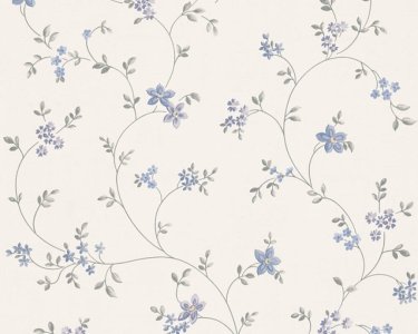 Vliesová tapeta květinový vzor, úponky rostlin - modrá, šedá, bílá 390713 / Tapety na zeď 39071-3 Maison Charme (0,53 x 10,05 m) A.S.Création