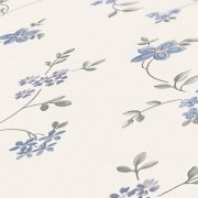 Vliesová tapeta s úponky rostlin - modrá, šedá, bílá s jemným květinovým vzorem - matná, mírně strukturovaná vliesová tapeta na zeď od A.S.Création z kolekce Maison Charme