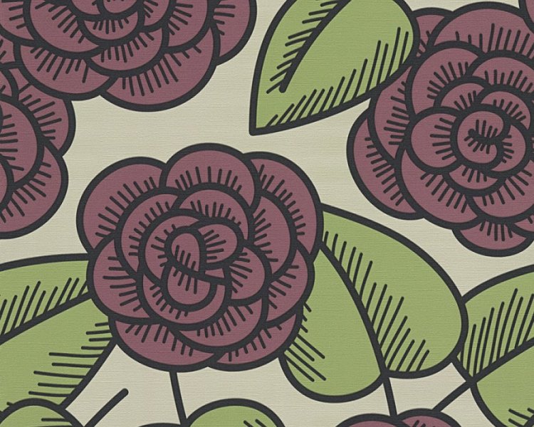 Vliesová tapeta 34213-4 fialové květy / Tapety na zeď 342134 Contzen Artist No.1 (0,53 x 10,05 m) A.S.Création