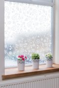 Statická dekorativní fólie na sklo Květy bílé - Tord weiss, zamezuje průhledu - vitráž, 45 x 150 cm - značkové adhezivní tapety d-c-fix