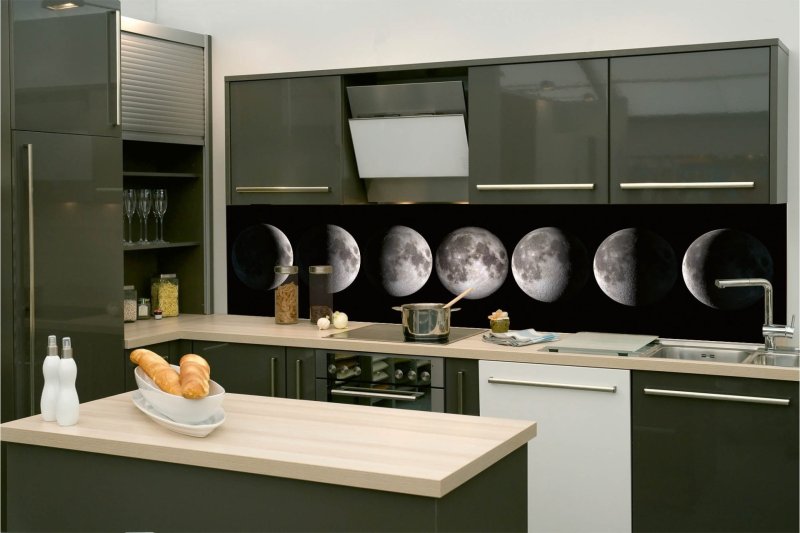 Samolepicí fototapeta na kuchyňskou linku Fáze měsíce KI-260-146 / Fototapety do kuchyně Dimex (260 x 60 cm)