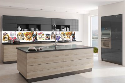 Samolepicí fototapeta na kuchyňskou linku Portét psů, psi KI-350-110 / Fototapety do kuchyně Dimex (350 x 60 cm)