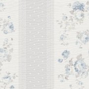 Vliesová matná a mírně strukturovaná tapeta s tečkovanými a květinovými pruhy, barvy šedá, bílá, modrá - vliesová tapeta na zeď od A.S.Création z kolekce Maison Charme