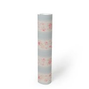 Vliesová matná a mírně strukturovaná tapeta - pruhy, květy a tečky - modrá, bílá, růžová - vliesová tapeta na zeď od A.S.Création z kolekce Maison Charme
