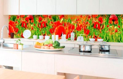Fototapeta do kuchyně Červené vlčí máky, 350 x 60 cm / KI-350-028 / samolepicí fototapety na kuchyňskou linku DIMEX