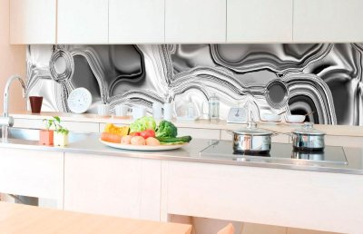 Fototapeta do kuchyně Kapalné chromové stříbro, 350 x 60 cm / KI-350-101 / samolepicí fototapety na kuchyňskou linku DIMEX