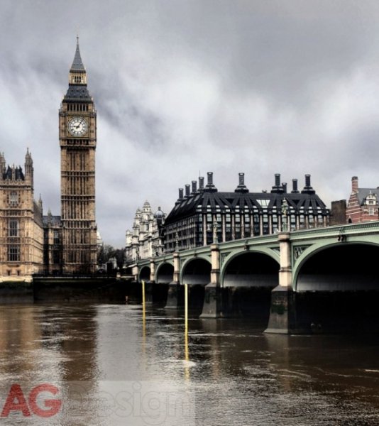 Obrazová vliesová fototapeta Londýn a Temže FTNXL2512 / Obrazové fototapety na zeď AG Design (180 x 202 cm)