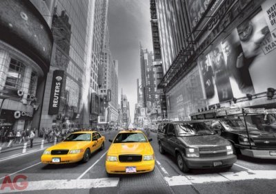 Papírová fototapeta New York, žluté taxi FTS1310 / Papírové fototapety 4 dílné na zeď FT1310 AG Design (360 x 254 cm)