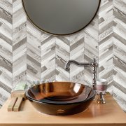 Rybí kost, dlaždice s realistickým povrchem i na dotek - dlaždice o rozměru 29,6 x 25,3 cm - samolepicí prémiový obklad d-c-fix