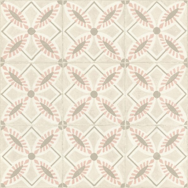 Vliesová tapeta retro - kachličky, květy, geometrická - růžová, béžová 410273 / Tapety na zeď Beachhouse (0,53 x 10,05 m) Rasch